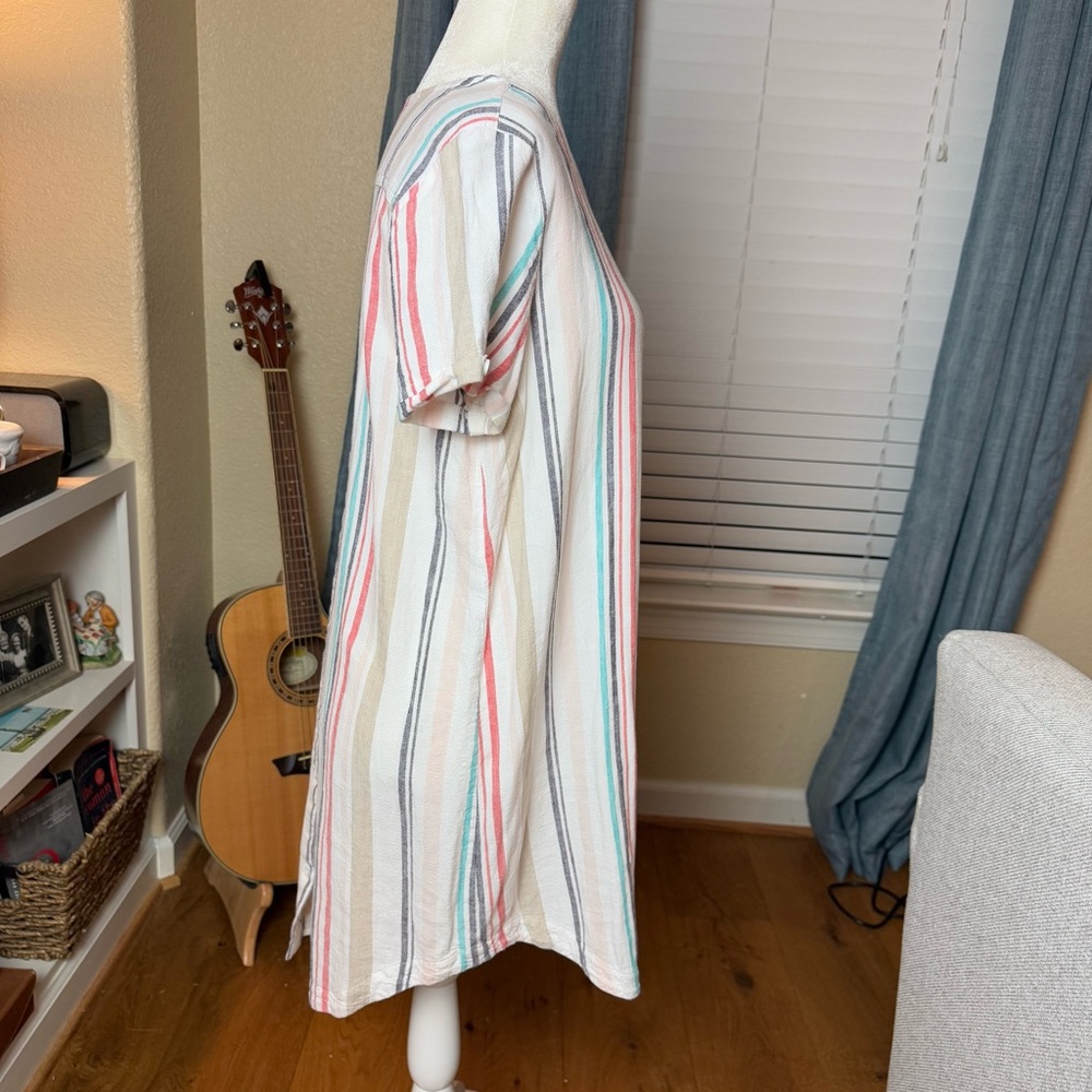 Anthropologie Cloth & Stone Striped Linen Blend Shift Dress Sz M - Picture 4 of 8